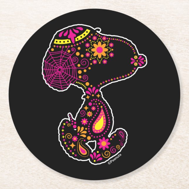 Posavasos Redondo De Papel Cacahuetes | Día del perro morado (Anverso)