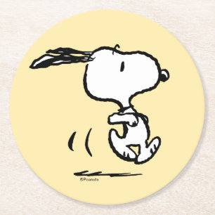 Posavasos Redondo De Papel Cacahuetes   Ejecución de Snoopy