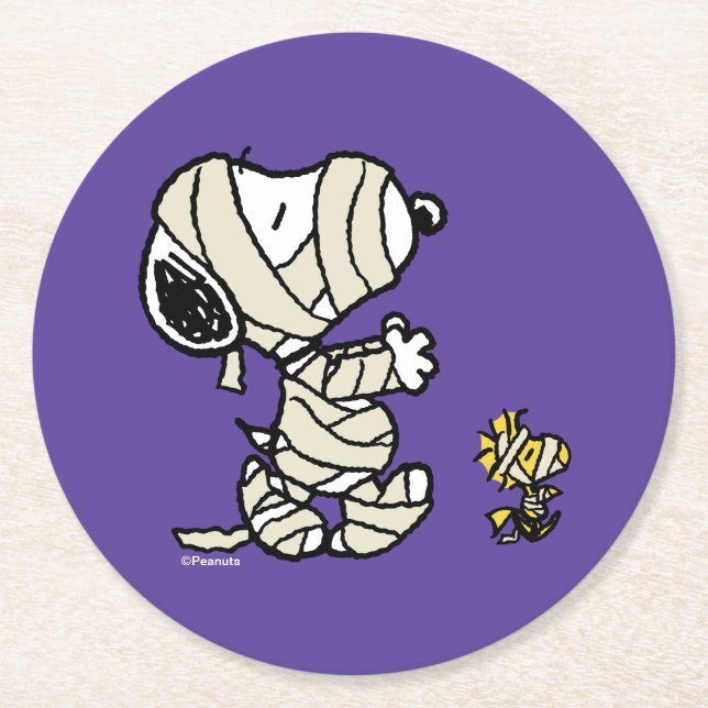 Posavasos Redondo De Papel Cacahuetes | Mamis de Snoopy y Woodstock (Anverso)