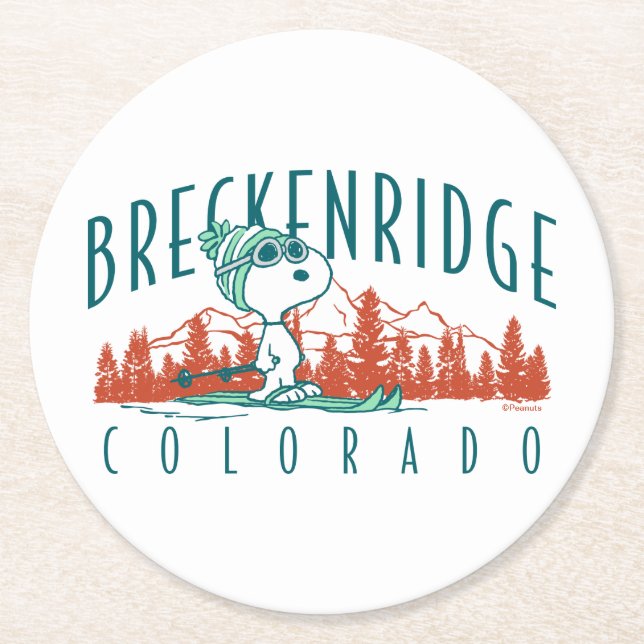 Posavasos Redondo De Papel Cacahuetes | Snoopy Breckenridge Colorado (Anverso)