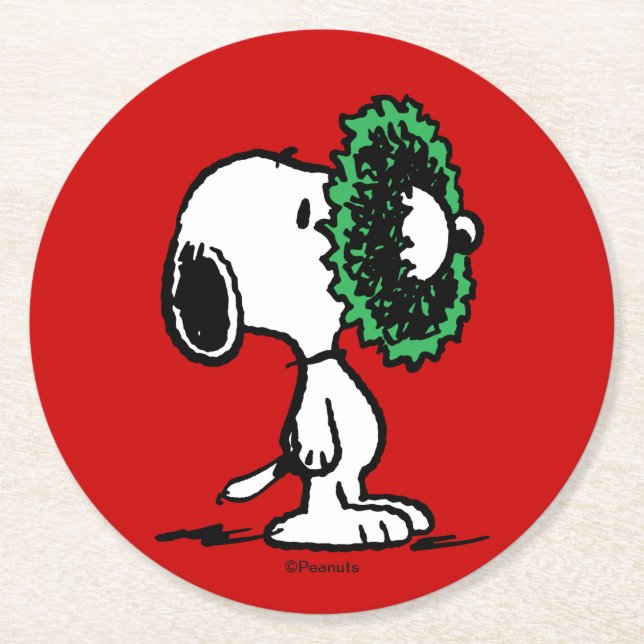 Posavasos Redondo De Papel Cacahuetes | Snoopy for Holidays (Anverso)
