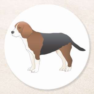Posavasos Redondo De Papel Cachorro de dibujos animados mamá Beagle adorable