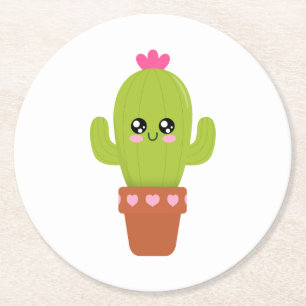 Posavasos Redondo De Papel Cactus