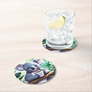 Posavasos Redondo De Papel Café Cozy Jungle Koala