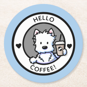 Posavasos Redondo De Papel Café KiniArt Westie