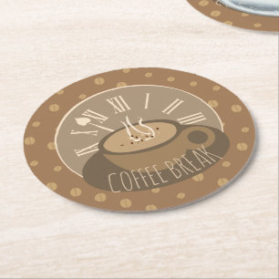 Posavasos Redondo De Papel Café Romper Reloj y Cafetería