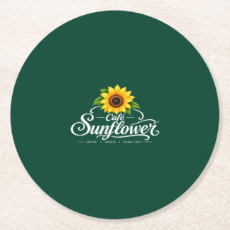 Posavasos Redondo De Papel Cafe Sunflower Official Paper Coaster