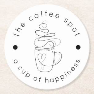 Posavasos Redondo De Papel Cafetería personalizado Añadir su logotipo Minimal