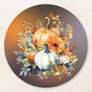 Posavasos Redondo De Papel Caída Calabazas de papel de calabazas botánicas