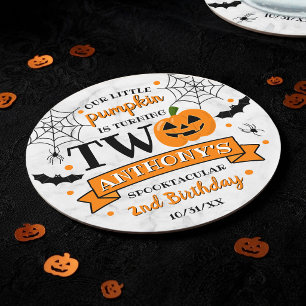 Posavasos Redondo De Papel Calabacita Cumple Dos Halloween Cumpleaños 2