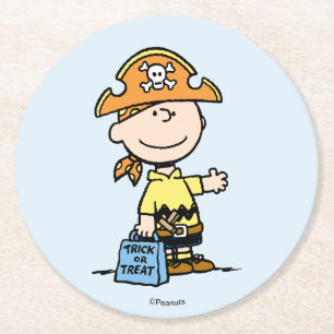 Posavasos Redondo De Papel Calabaza Charlie Brown Pirata Halloween