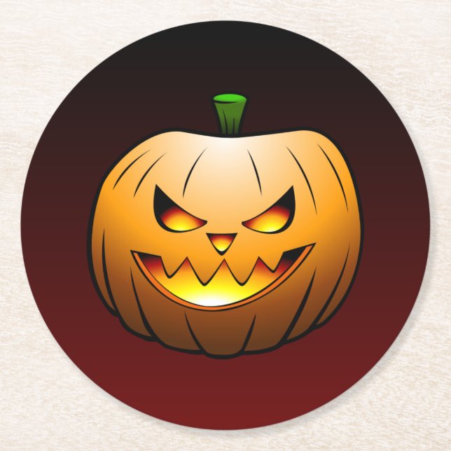 Posavasos Redondo De Papel Calabaza de Halloween (Anverso)