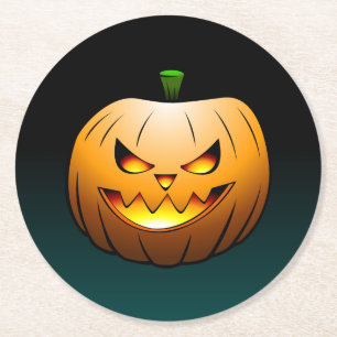 Posavasos Redondo De Papel Calabaza de Halloween Jack O'lantern