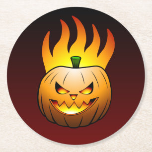 Posavasos Redondo De Papel Calabaza de Halloween Jack O'lantern