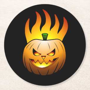 Posavasos Redondo De Papel Calabaza de Halloween Jack O'lantern