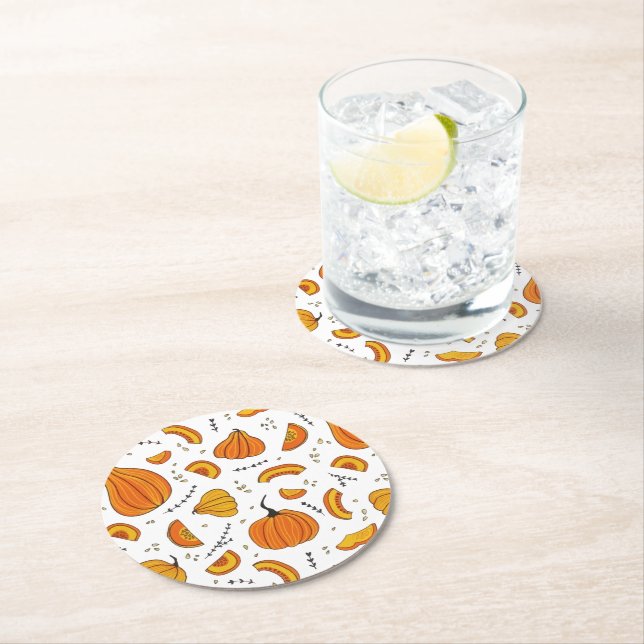Posavasos Redondo De Papel Calabaza de otoño en el país ruso (In situ)