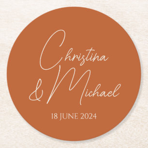 Posavasos Redondo De Papel Calabaza ・ Guión manuscrito moderno