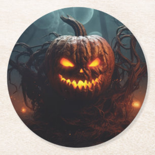 Posavasos Redondo De Papel Calabaza malvada