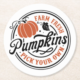 Posavasos Redondo De Papel Calabazas Frescas de Granjas, Elige las Tuyas