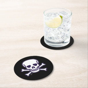 Posavasos Redondo De Papel Calavera y bollos de papel redondo negro para bebe