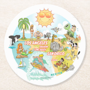 Posavasos Redondo De Papel California Beach Life
