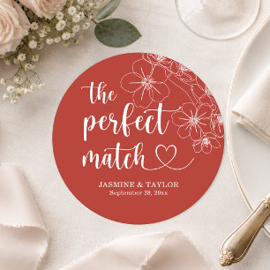 Posavasos Redondo De Papel Caligrafía elegante pareja perfecta boda