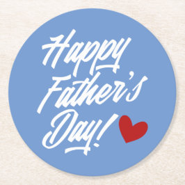 Posavasos Redondo De Papel Caligrafía simple del Día del Padre Feliz | Montañ