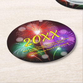 Posavasos Redondo De Papel Cambiar año, Agregar cualquier nombre Texto de Año