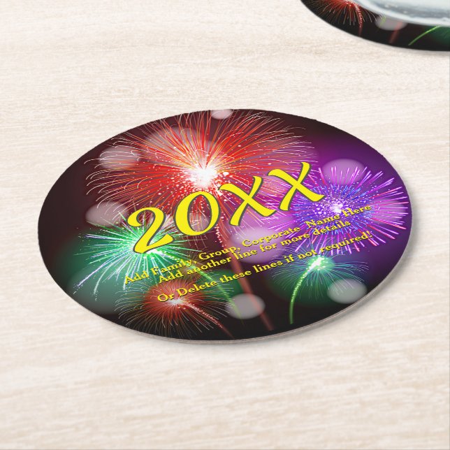 Posavasos Redondo De Papel Cambiar año, Agregar cualquier nombre Texto de Año (En perspectiva)