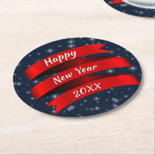 Posavasos Redondo De Papel Cambiar año texto Feliz Año Nuevo Año Nuevo 20xx P
