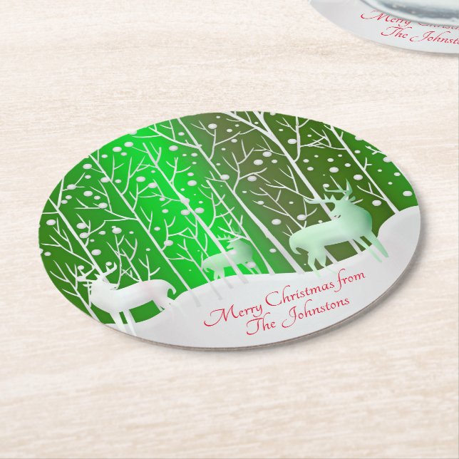 Posavasos Redondo De Papel Cambiar el nombre de edición de reno blanco de con (En perspectiva)