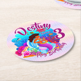 Posavasos Redondo De Papel Cambiar el nombre de la edad de la sirena fiesta d