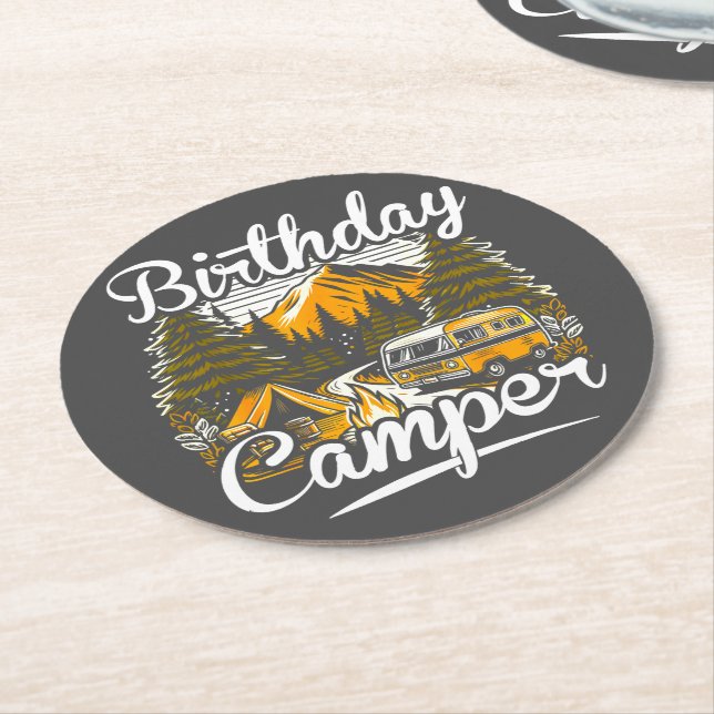 Posavasos Redondo De Papel Camper Camping Camper Lover (En perspectiva)