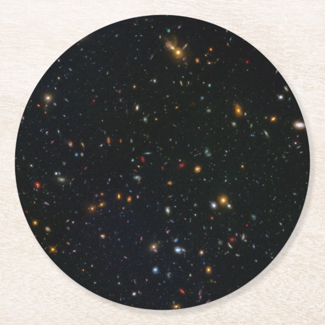 Posavasos Redondo De Papel Campo paralelo de Galaxy Cluster Abell 370. (Anverso)