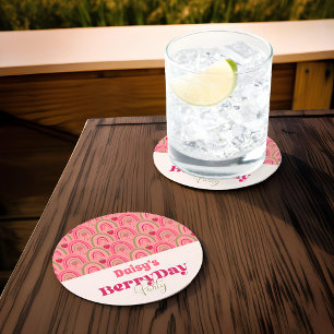 Posavasos Redondo De Papel Campos de fresa Delight Birday
