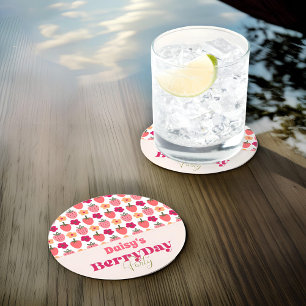 Posavasos Redondo De Papel Campos de fresa Delight Birday