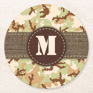Posavasos Redondo De Papel Camuflaje del desierto