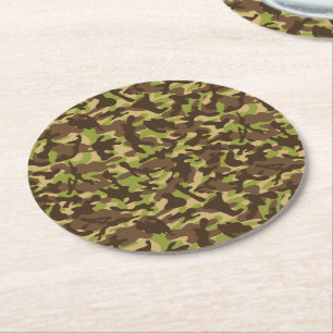 Posavasos Redondo De Papel Camuflaje en cascada  