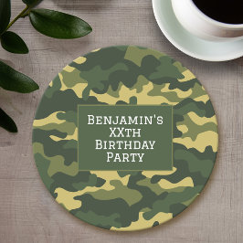 Posavasos Redondo De Papel Camuflaje militar Personalizado temático del parti