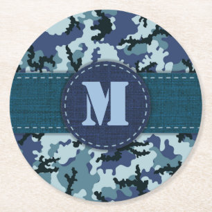 Posavasos Redondo De Papel Camuflaje naval