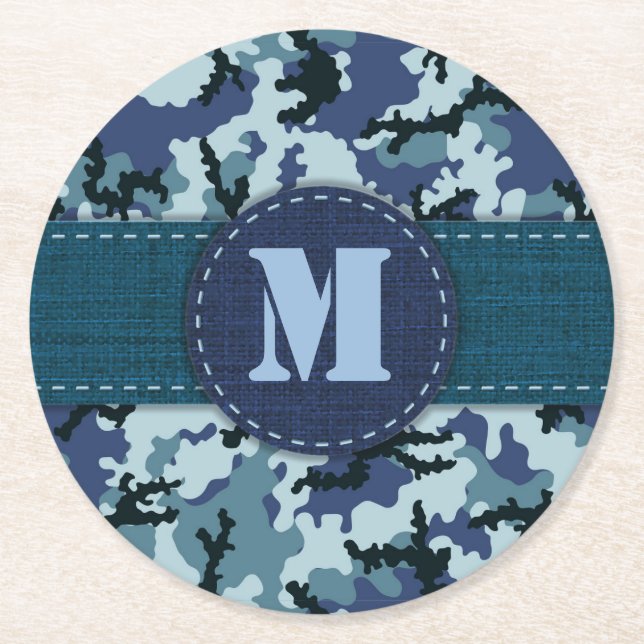 Posavasos Redondo De Papel Camuflaje naval (Anverso)