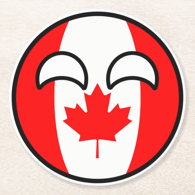 Posavasos Redondo De Papel Canadá Geeky que tiende divertido Countryball (Anverso)