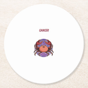 Posavasos Redondo De Papel Cáncer rosa, zodiaco, impresión de signo estelar