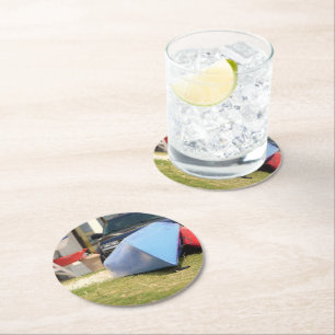 Posavasos Redondo De Papel Canoas y kayaks por Shirley Taylor