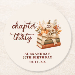 Posavasos Redondo De Papel Capítulo 30 Cumpleaños 30 Libro de Otoño Calabaza
