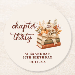 Posavasos Redondo De Papel Capítulo 30 Cumpleaños 30 Libro de Otoño Calabaza