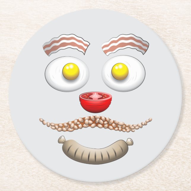 POSAVASOS REDONDO DE PAPEL CARA DE DESAYUNO INGLÉS (Anverso)