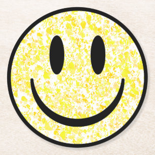 Posavasos Redondo De Papel Cara de sonrisa salpicada