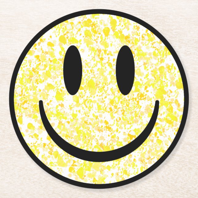 Posavasos Redondo De Papel Cara de sonrisa salpicada (Anverso)