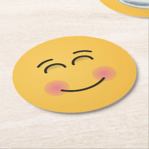 Posavasos Redondo De Papel Cara sonriente con ojos sonrientes